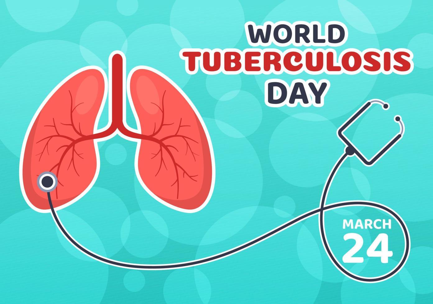 World Tuberculosis Day on March 24 Illustration with Pictures of the Lungs and Organ Inspection in Flat Cartoon Hand Drawn Landing Page Templates vector