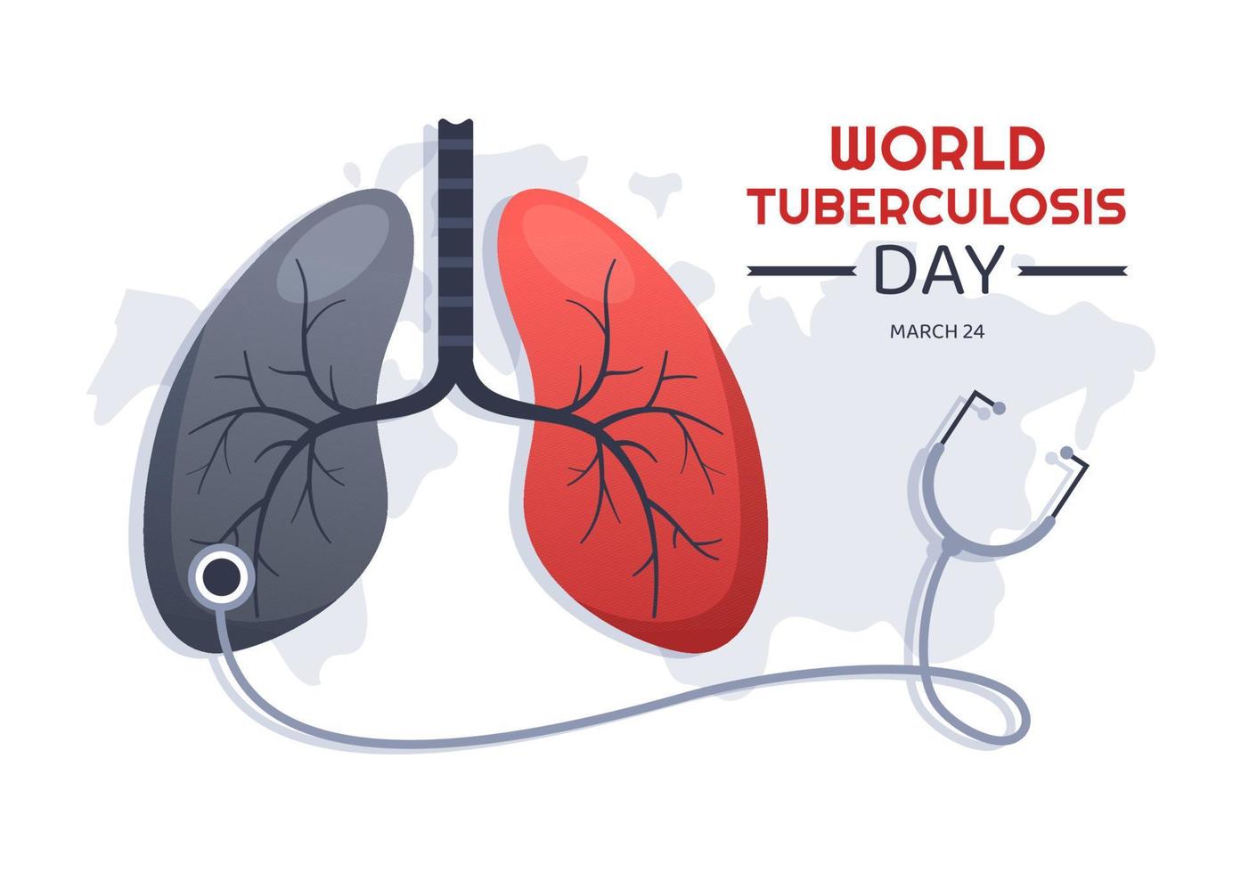 World Tuberculosis Day on March 24 Illustration with Pictures of the Lungs and Organ Inspection in Flat Cartoon Hand Drawn Landing Page Templates vector