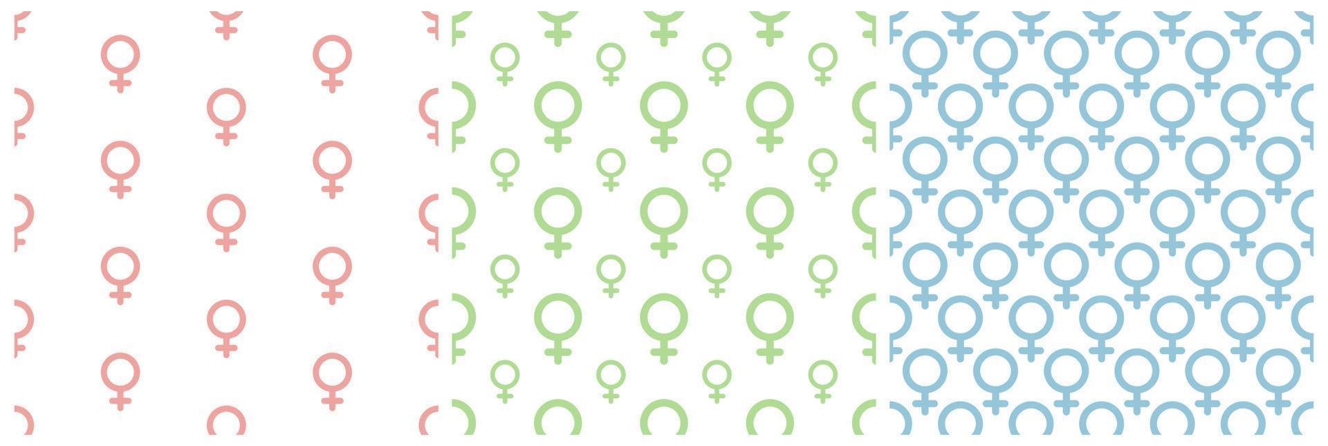 Set of Women Day Seamless Pattern Design with Girl Ornament in Template Hand Drawn Cartoon Flat Illustration vector