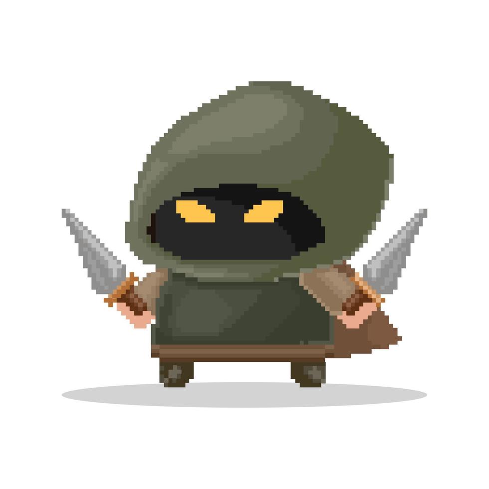 Chibi assassin character pixel art vector