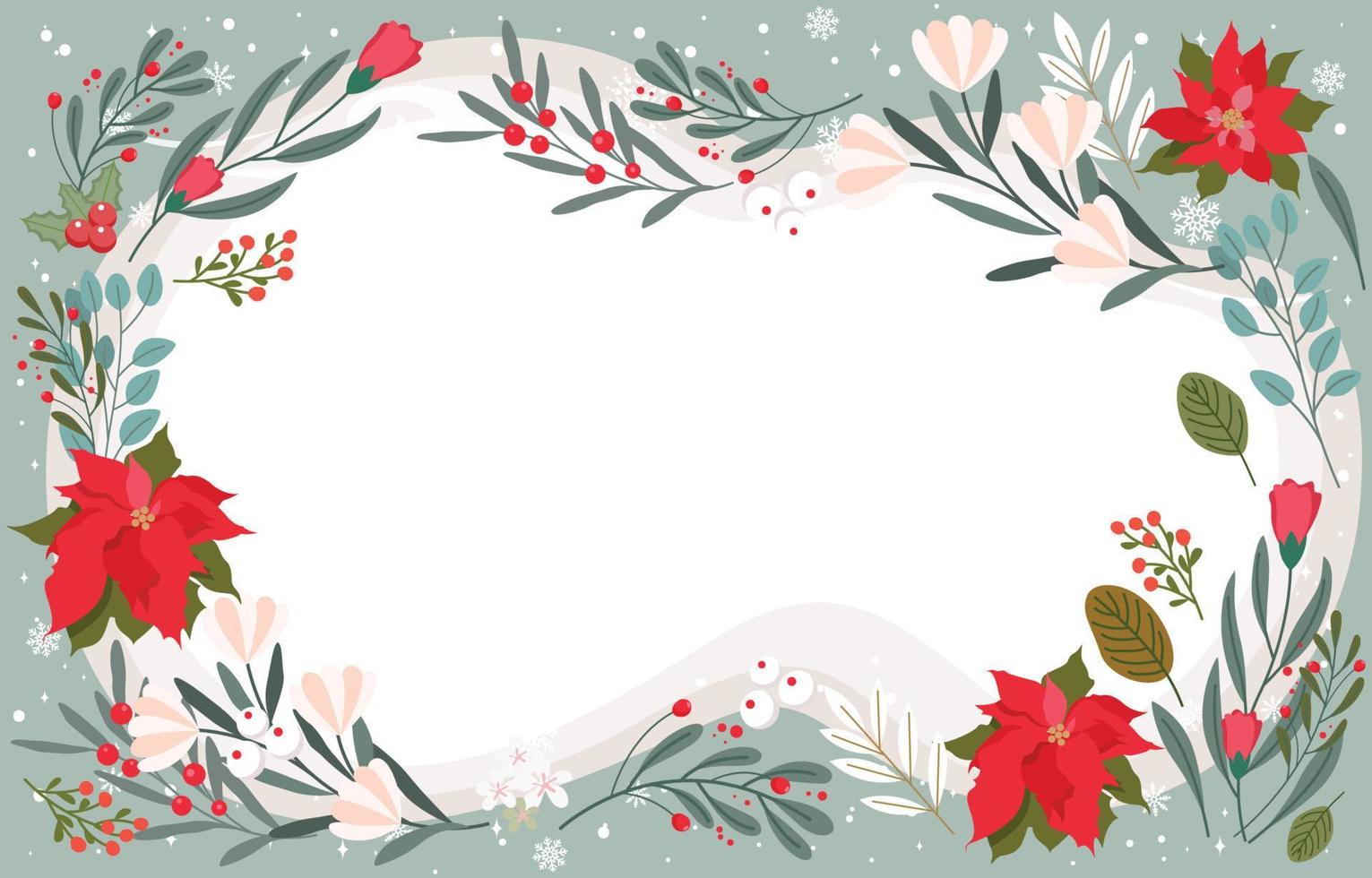 Winter Border Floral Background vector