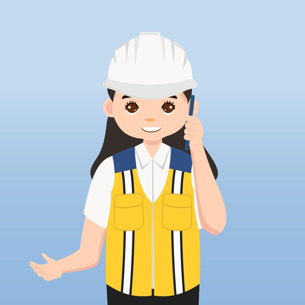 Architect, technician and builders and engineers and mechanics and Construction Worker People teamwork ,Vector illustration cartoon character. Engineer with white safety helmet in construction site. vector