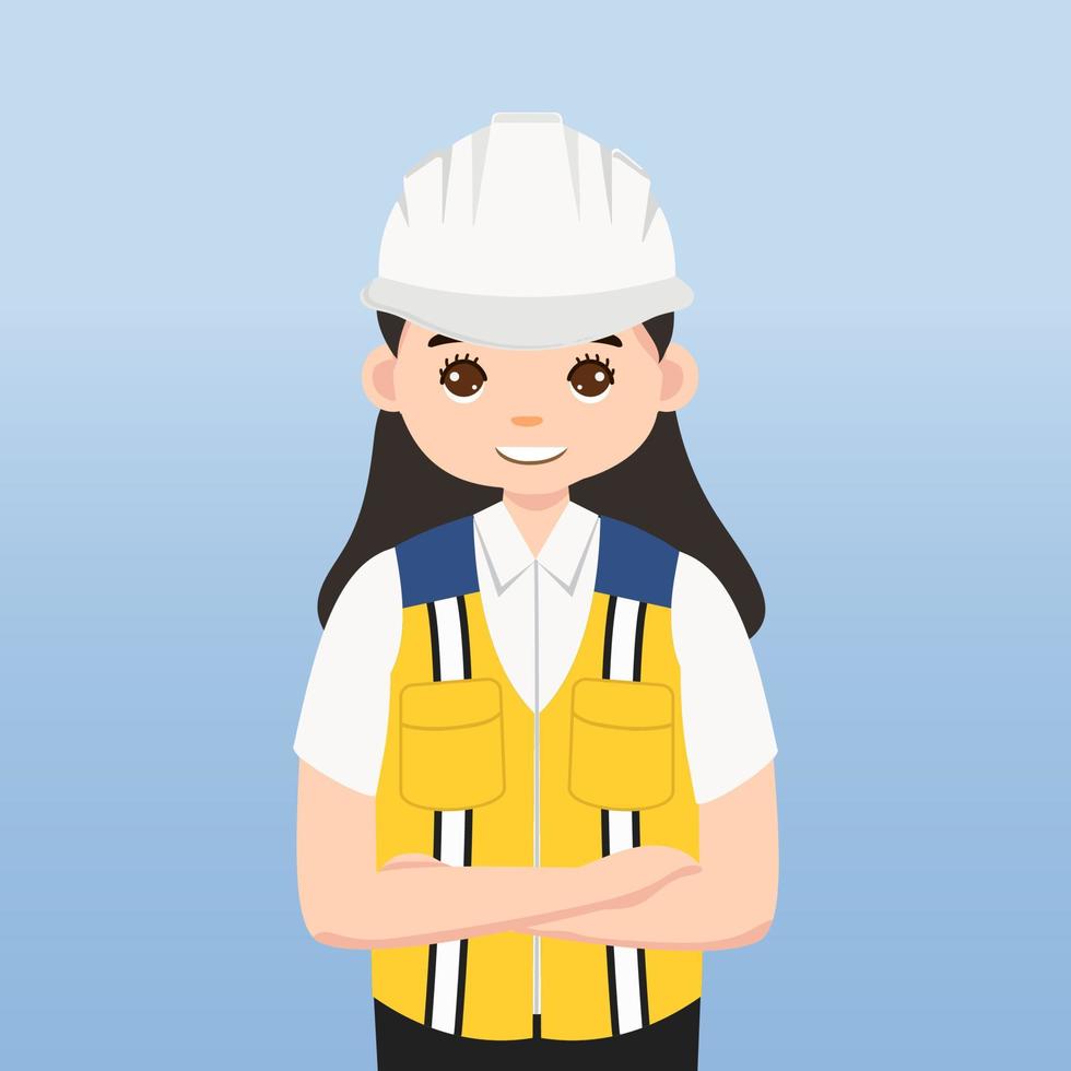 Architect, technician and builders and engineers and mechanics and Construction Worker People teamwork ,Vector illustration cartoon character. Engineer with white safety helmet in construction site. vector