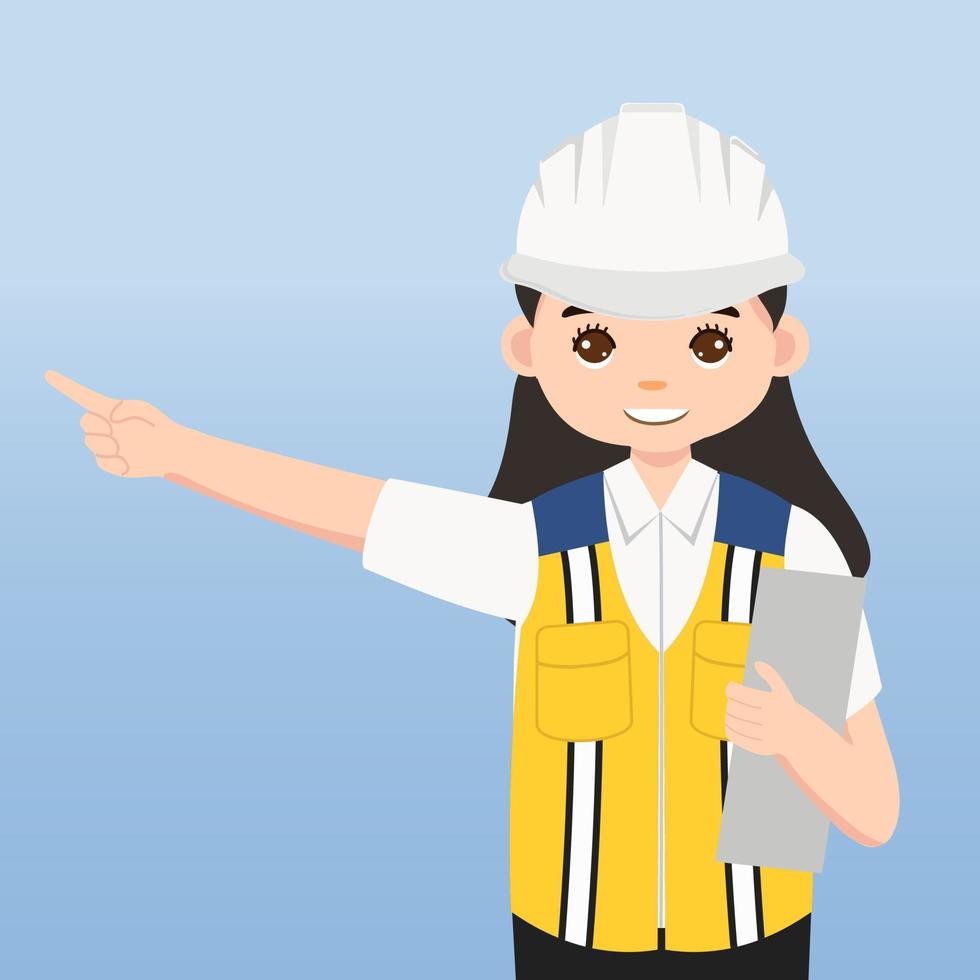 Architect, technician and builders and engineers and mechanics and Construction Worker People teamwork ,Vector illustration cartoon character. Engineer with white safety helmet in construction site. vector