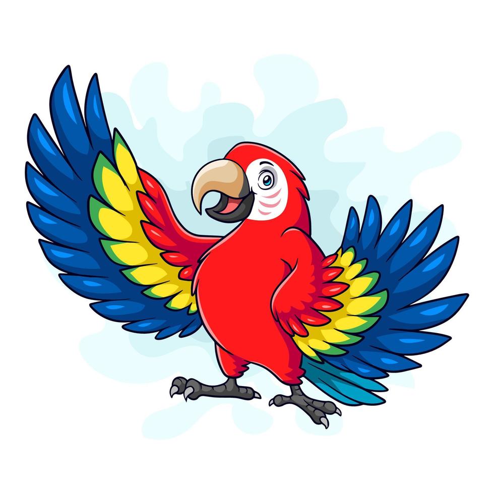 pájaro guacamayo de dibujos animados sobre fondo blanco vector