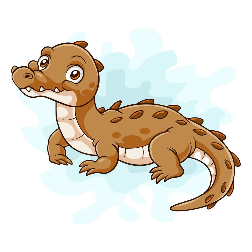 Cartoon little crocodile on white background vector