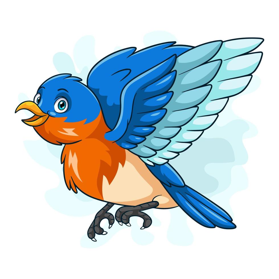 Cartoon little blue bird on white background vector
