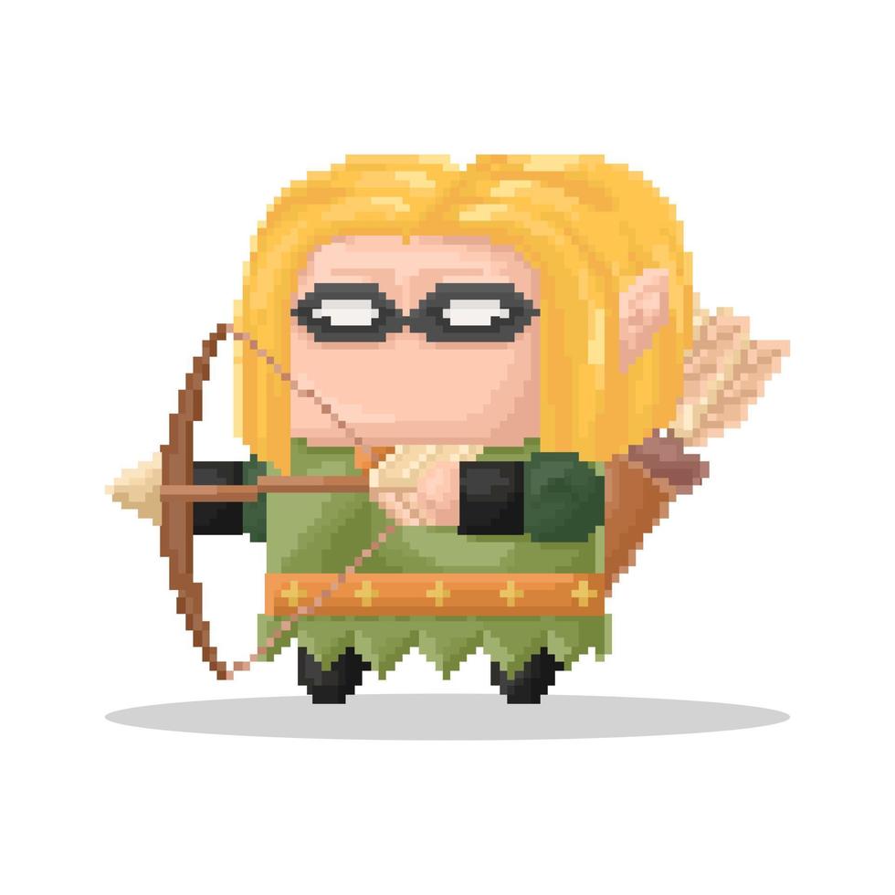 vector arcer pixel art style chartoon character