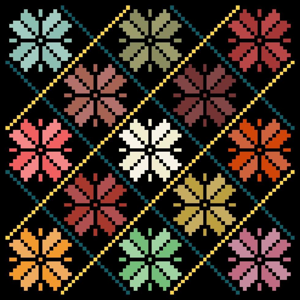 Transparent vector colorful snow flower knitting pattern