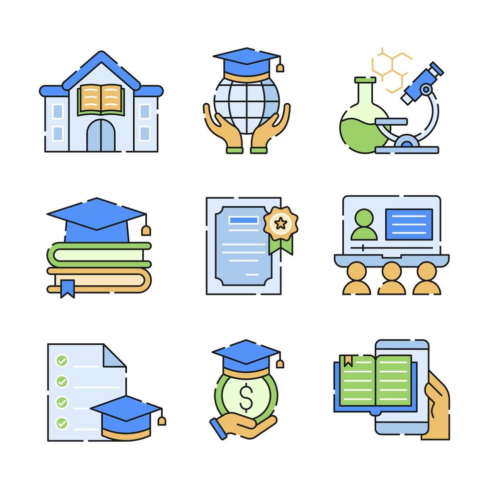 conjunto de iconos de aplicación de educación vector