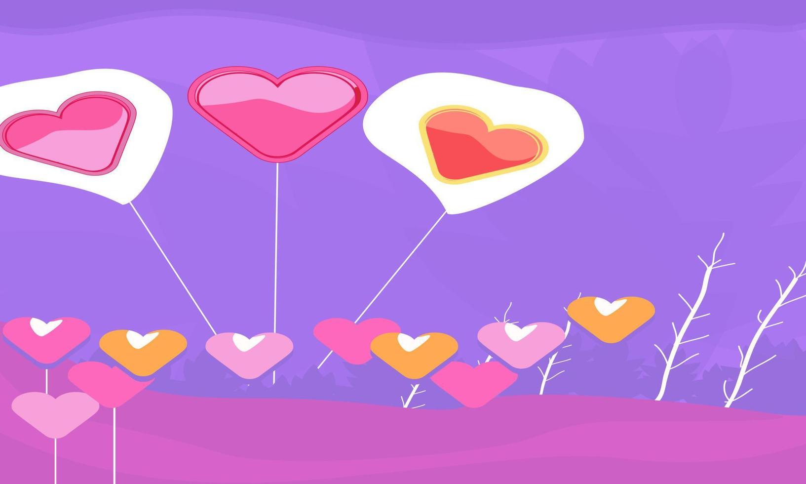 Flat Design Background With Valentine Theme Vector