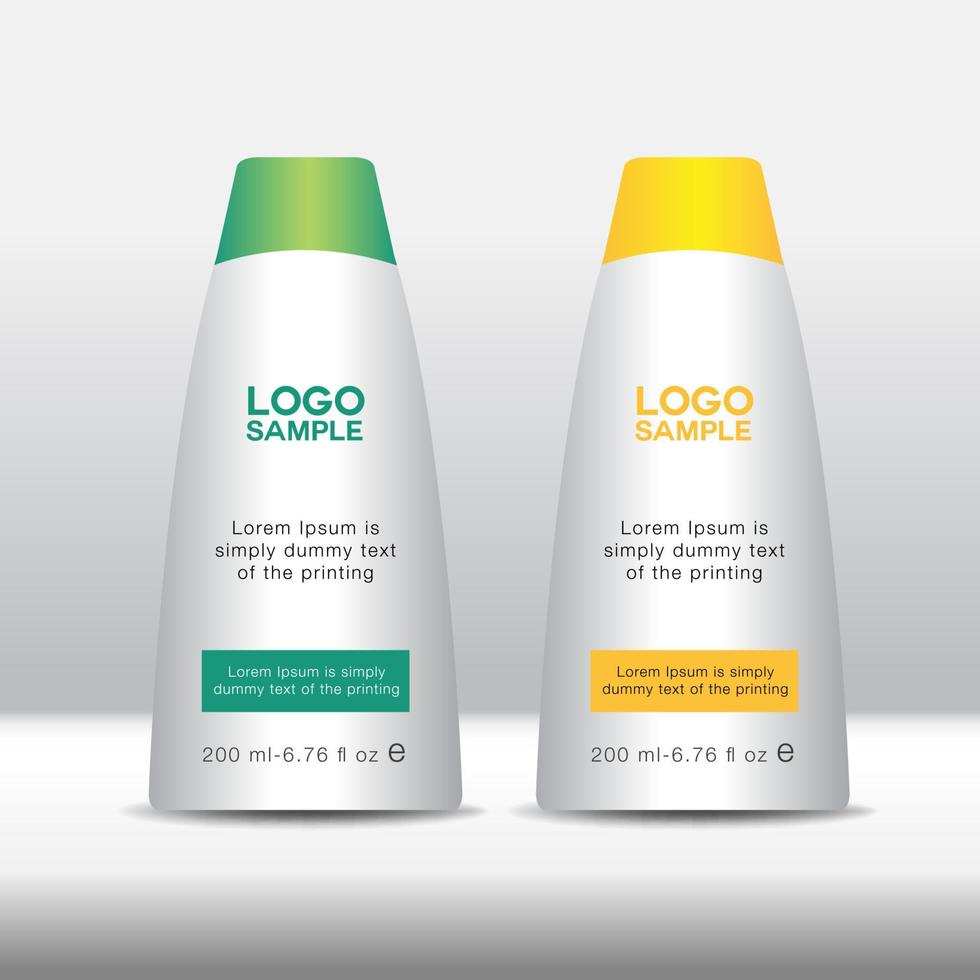 Cosmetics Bottle Packaging Vector illustration, Body cream Bottle template design, Label design, vector objects, Cosmetics Packaging template design, Bottle mock up, graphic design element concept