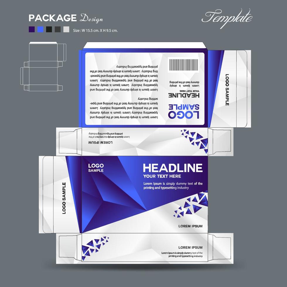 Supplements and Cosmetic box design, Package design template, box outline, Box Packaging design, Label design, packaging design creative idea vector illustration, white polygon background