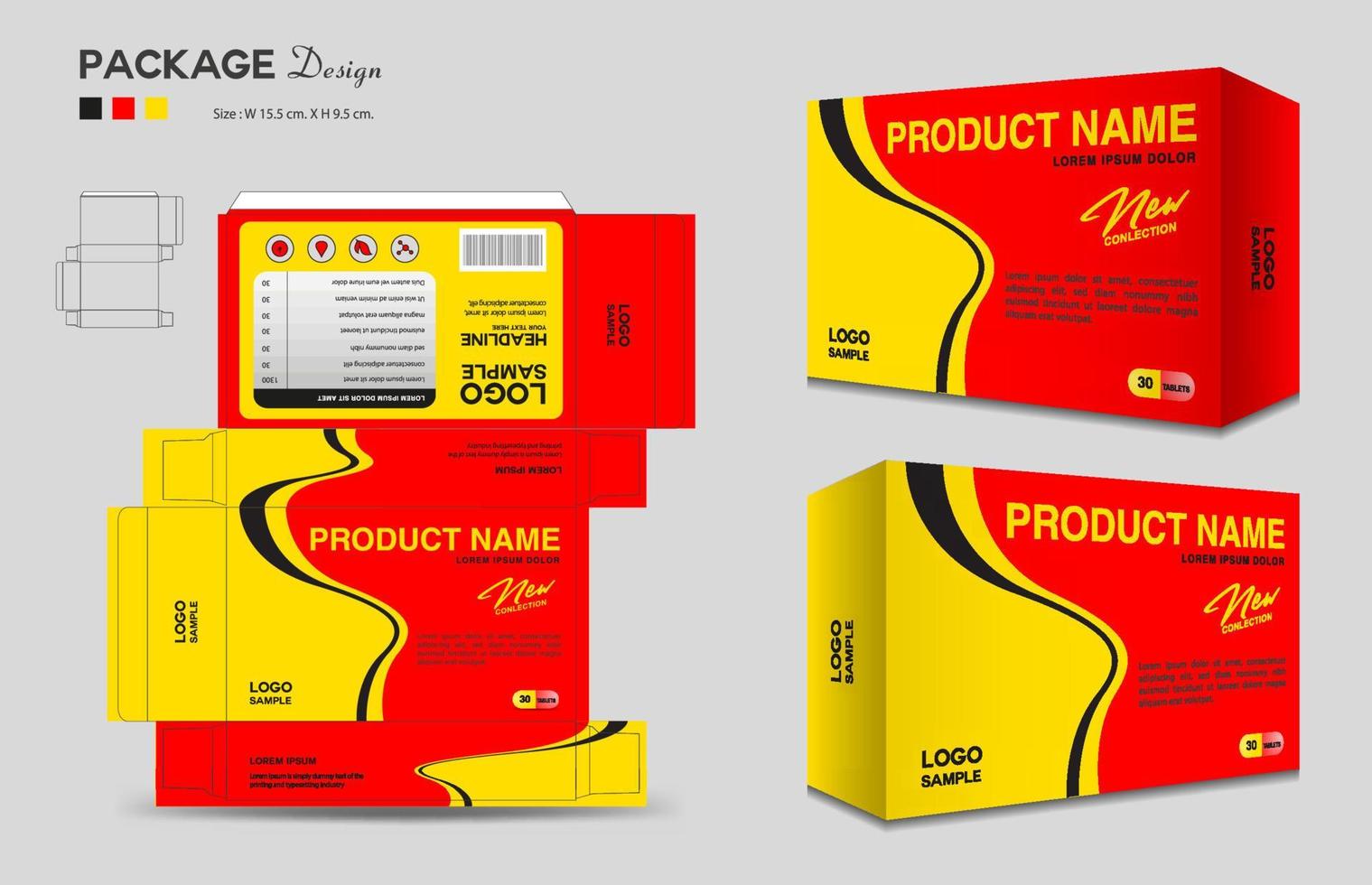 Supplements and Cosmetic box design, Package design template, box outline, Box Packaging design, Label design, healthcare label, packaging design creative idea vector, realistic mock-up vector