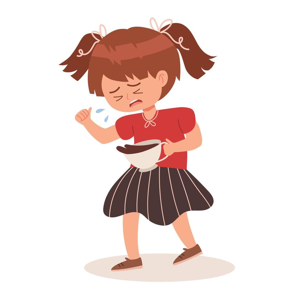 Little girl hate drinking coffee carton vector 17678969 Vector Art ...