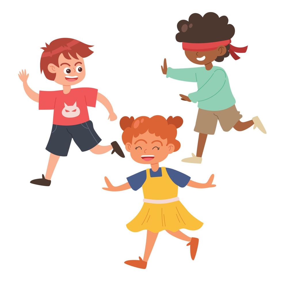 Kids playing blindfold game cartoon vector