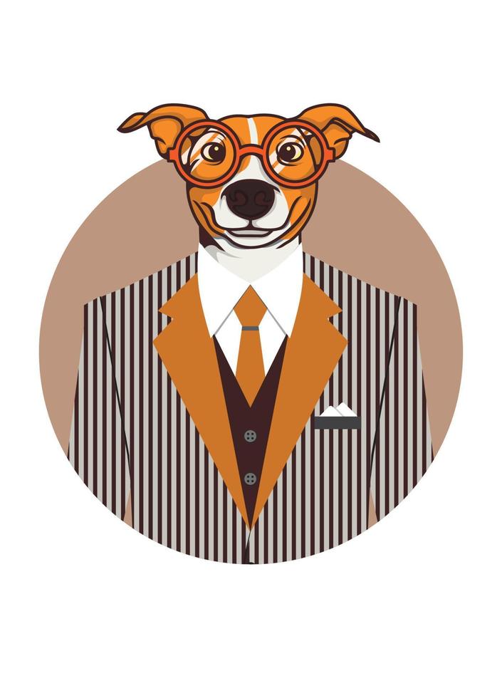 nerd entrepreneur dog, business logo, manager, vector design, illustration, portraits