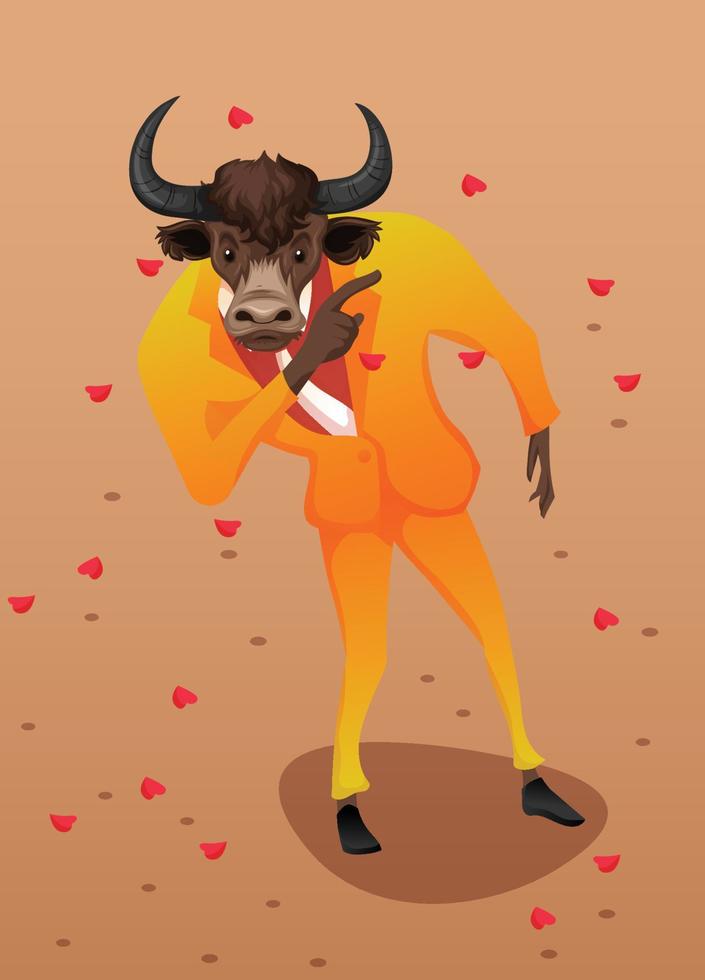 Manager ox profile, bull mascot, vector illustration, art, portraits
