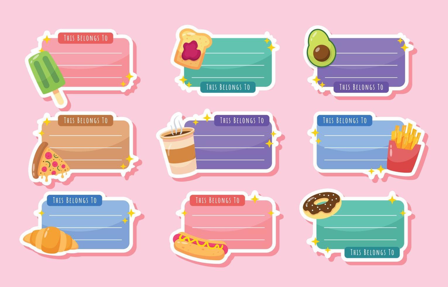 Cute Food Belongs to Sticker Collection vector