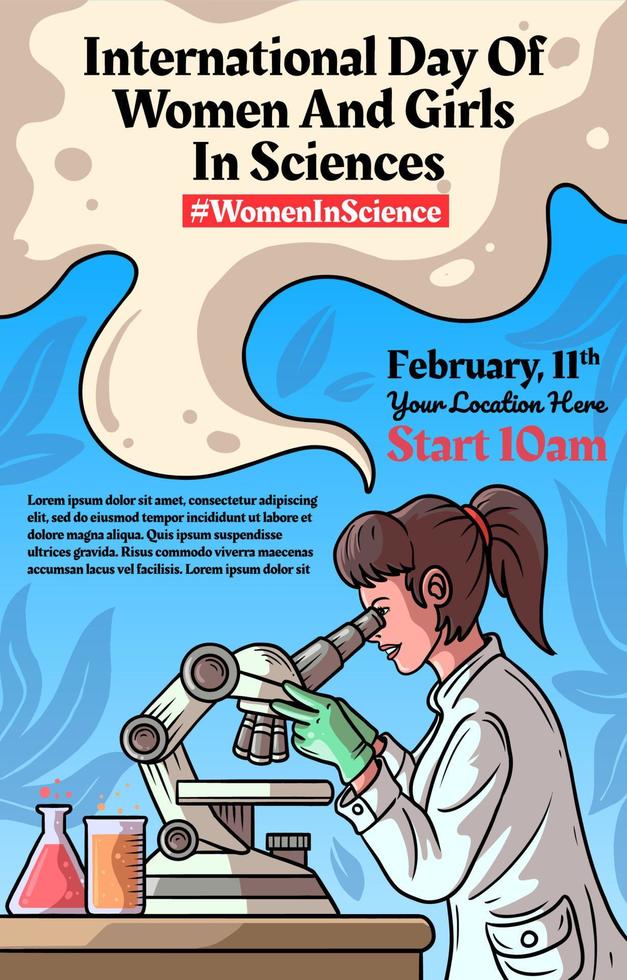 International Day Of Women And Girls In Sciences Poster vector