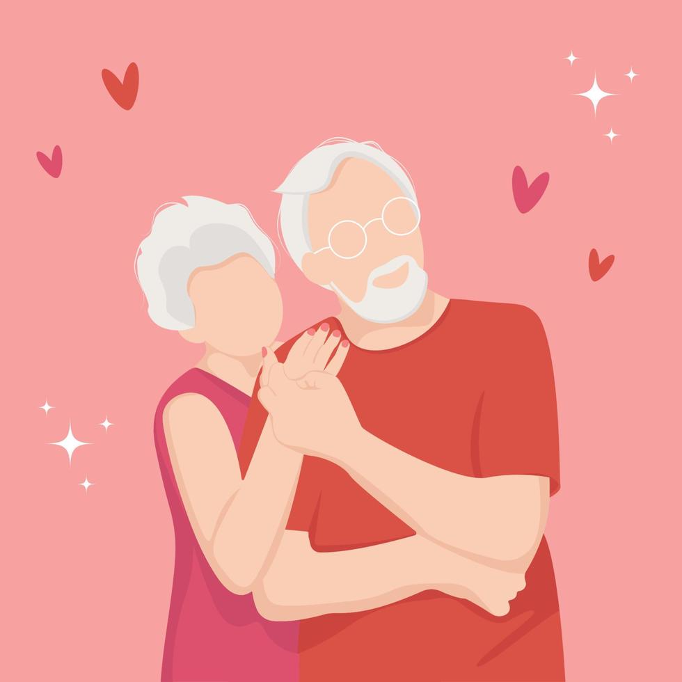 tarjeta con pareja de ancianos enamorados. vector