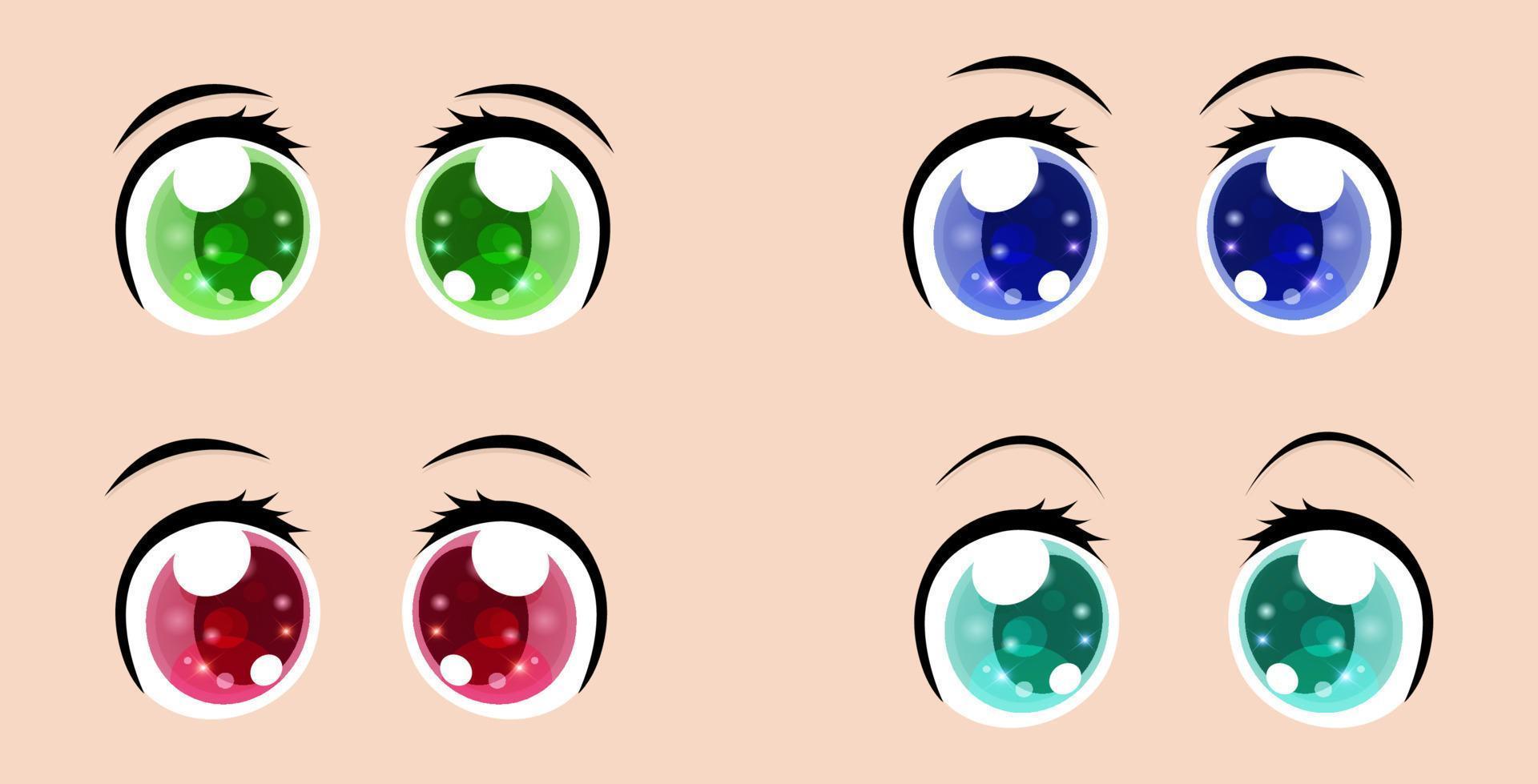 Set of Female Eyes of Different Colors in the Style of Manga. Stock Vector  - Illustration of design, cartoon: 273805147