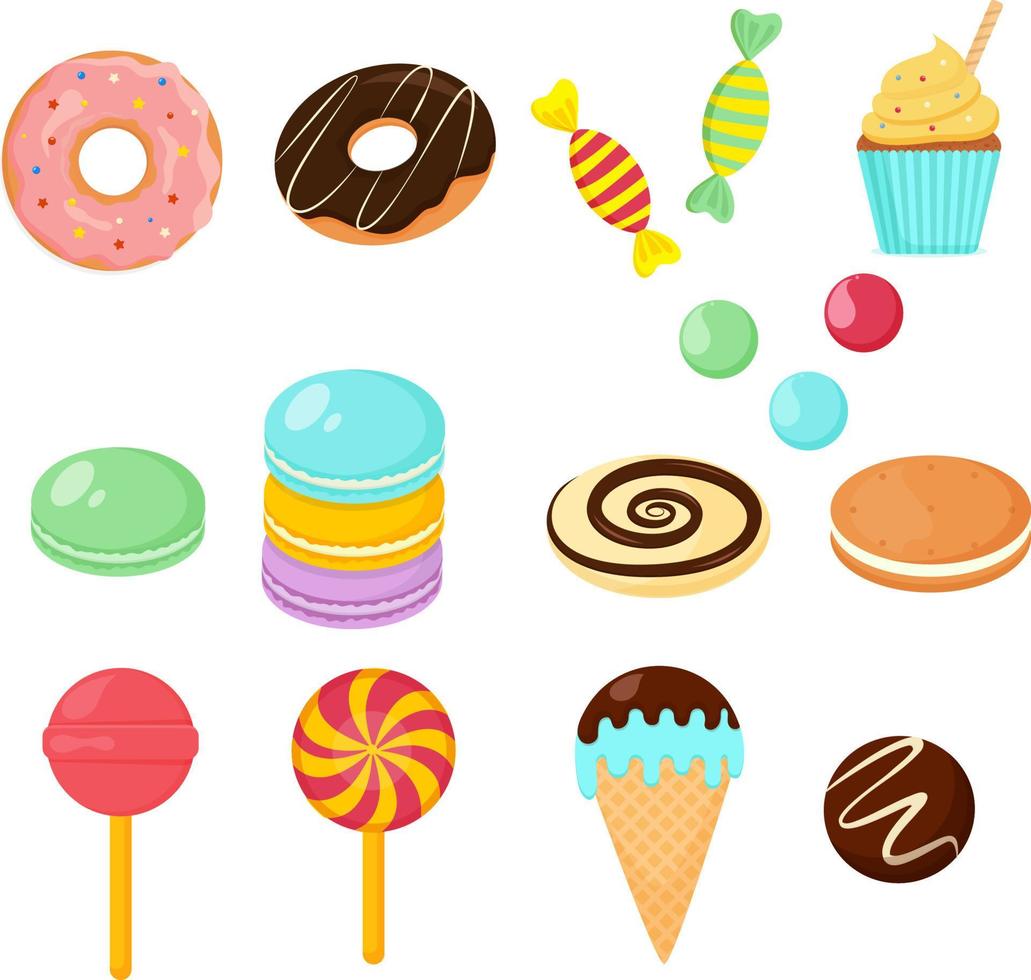 Set of various types of sweets vector