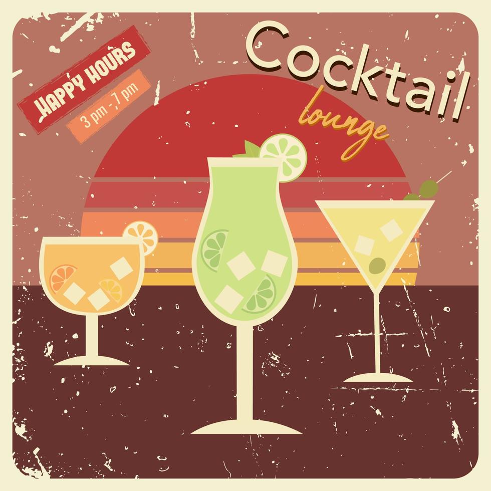 cartel con bebidas en estilo retro. vector