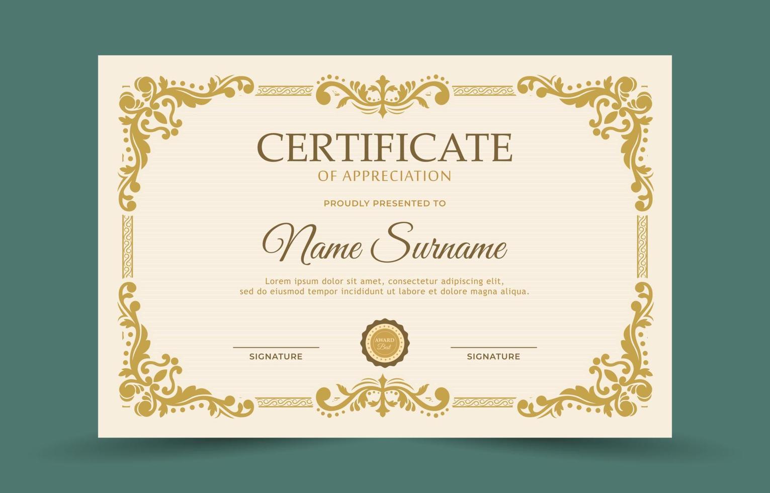 Victorian Certificate Template vector