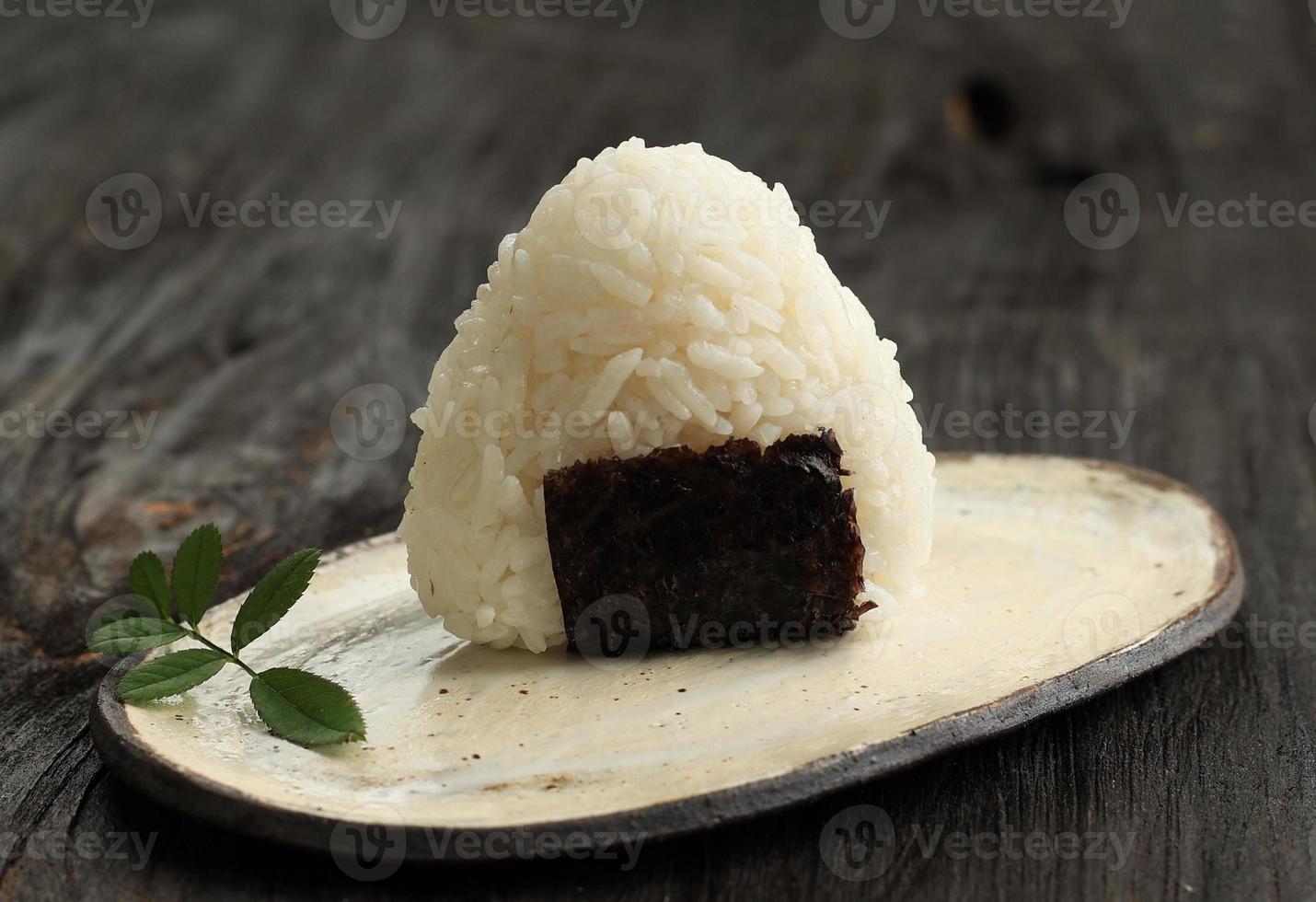 Onigiri Japanese Rice Ball with Triangle Shape photo