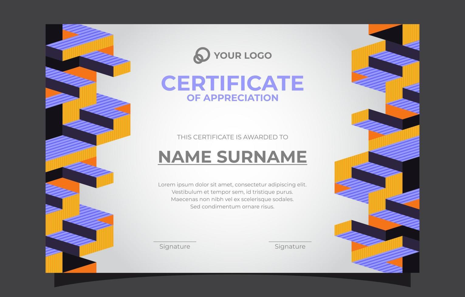 Flat Geometric Certificate of Appreciation Template vector