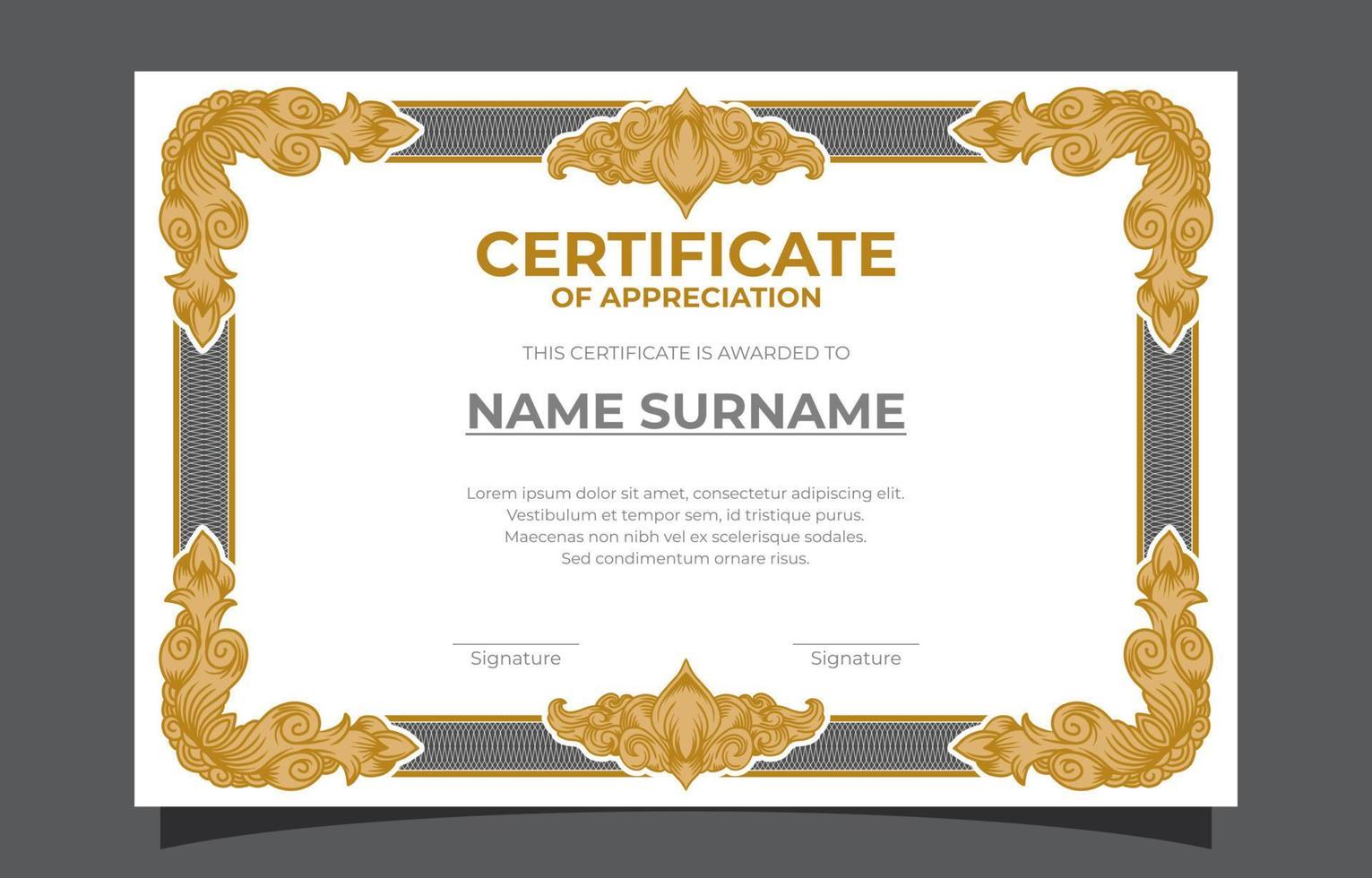 Victorian Certificate of Appreciation Template vector