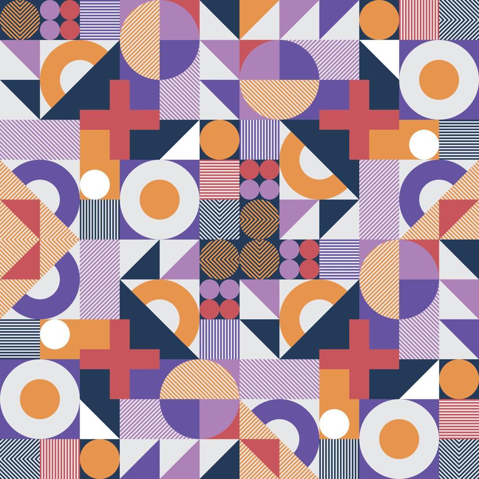 Abstract Trendy Seamless Pattern With Multicolored Geometric Shapes vector