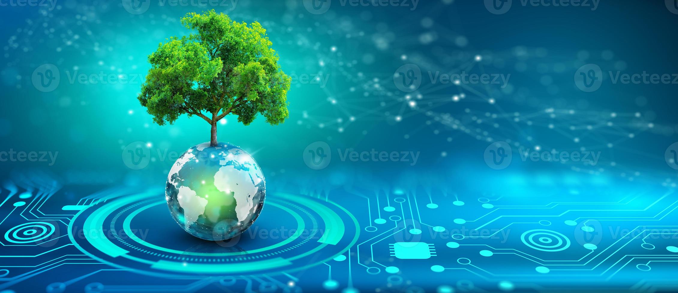 Green Computing, Green Technology, Green IT, csr, and IT ethics Concept. photo