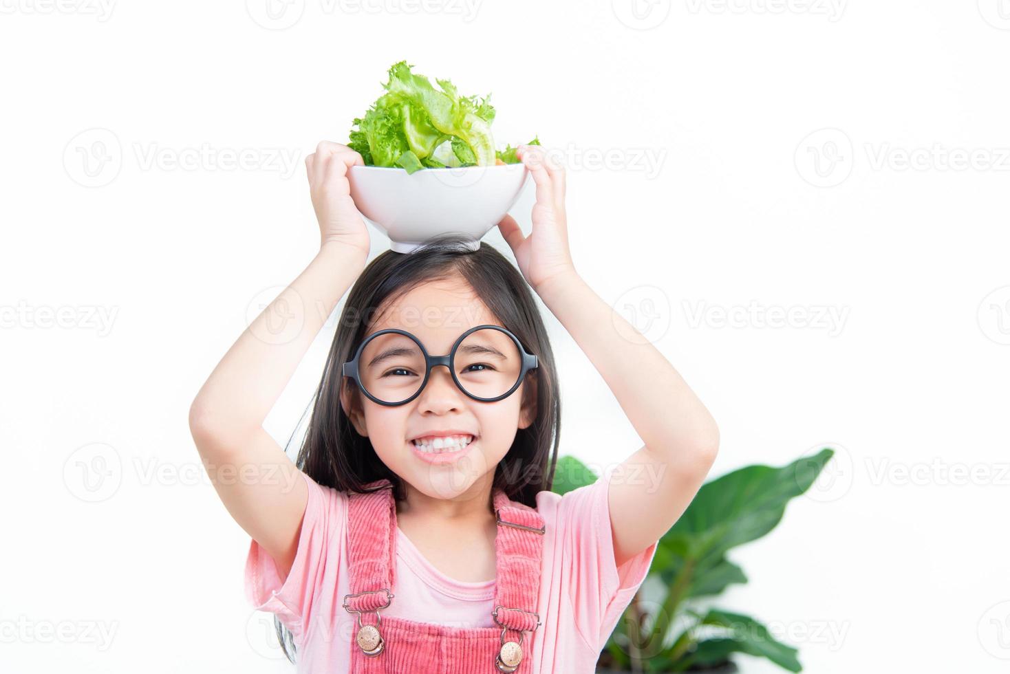 children girl asia eating vegetables photo