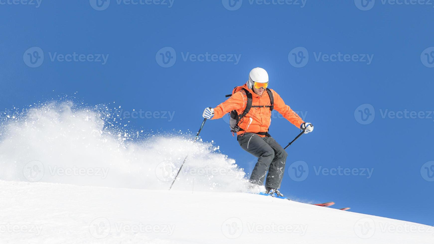 Descent during ski mountaineering trip photo