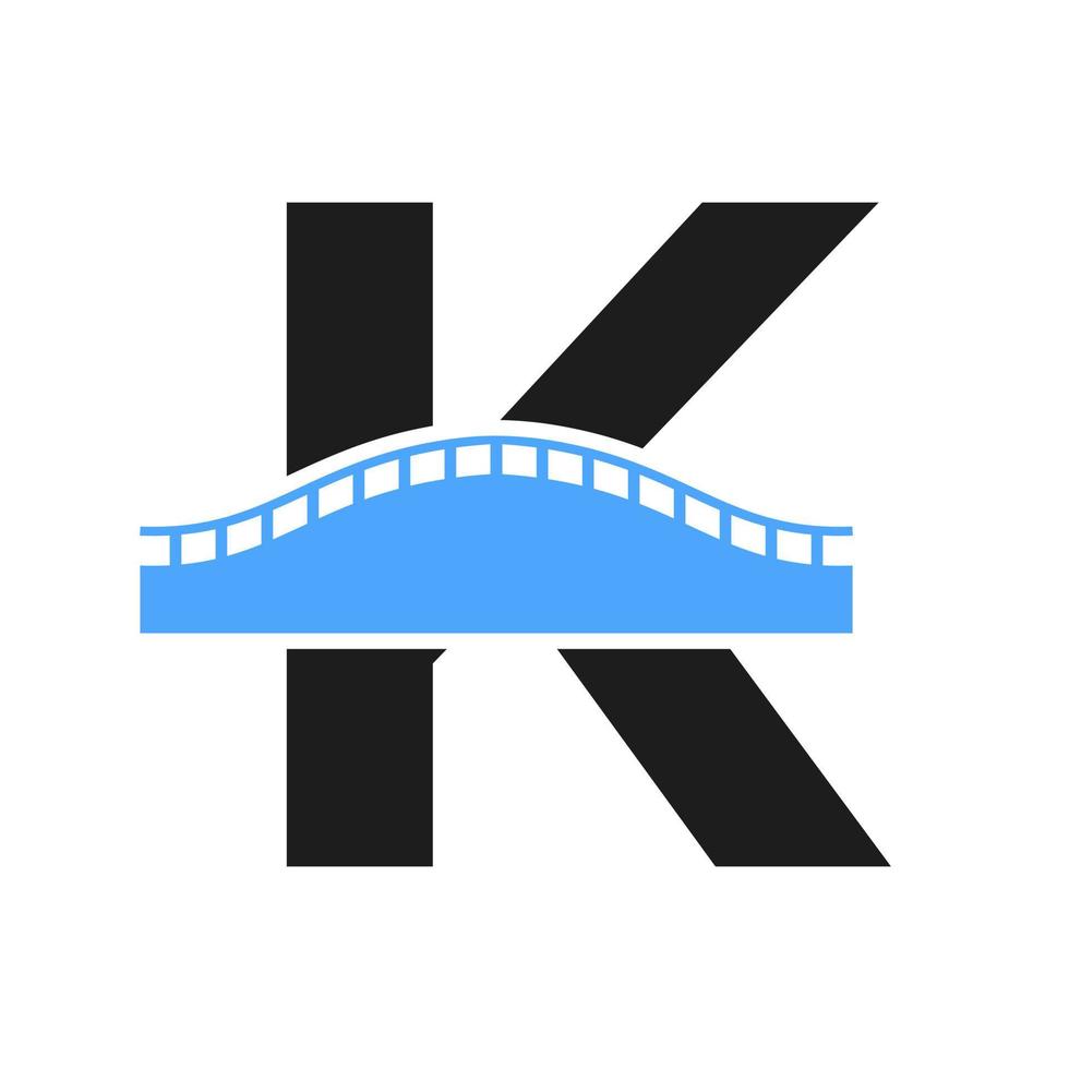 Letter K Bridge Logo for Transportation, Journey and Construction Business Vector Template