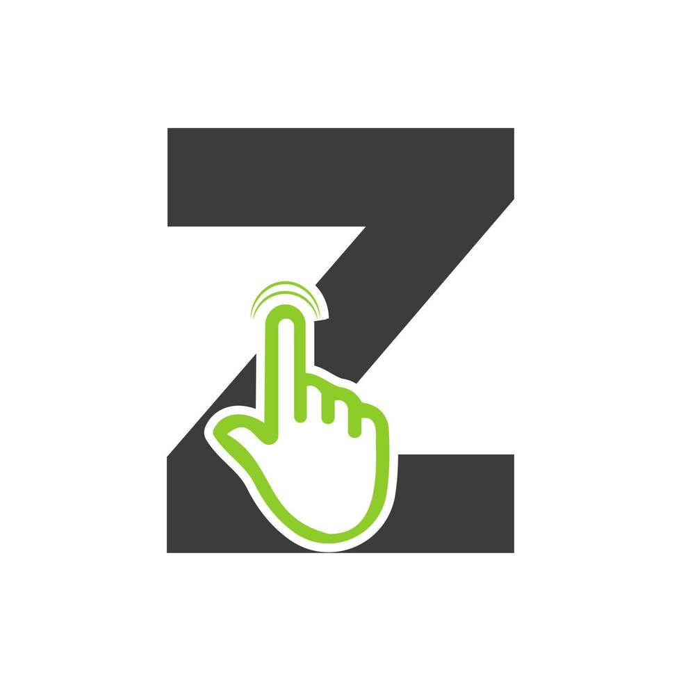 Letter Z Finger Click Logo Vector Template Concept For Technology Symbol