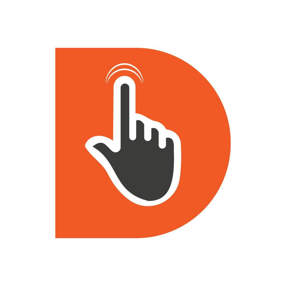 Letter D Finger Click Logo Vector Template Concept For Technology Symbol