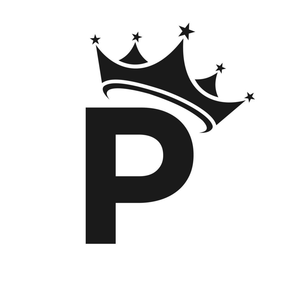 logotipo de la corona de la letra p para belleza, moda, estrella, elegante, signo de lujo vector