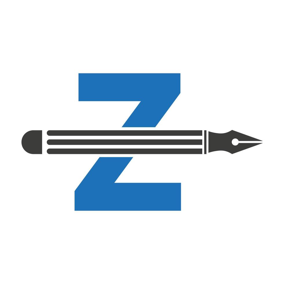 Letter Z with Pencil Logo Design Concept for Art Designer Logotype Architects Logo Vector Template