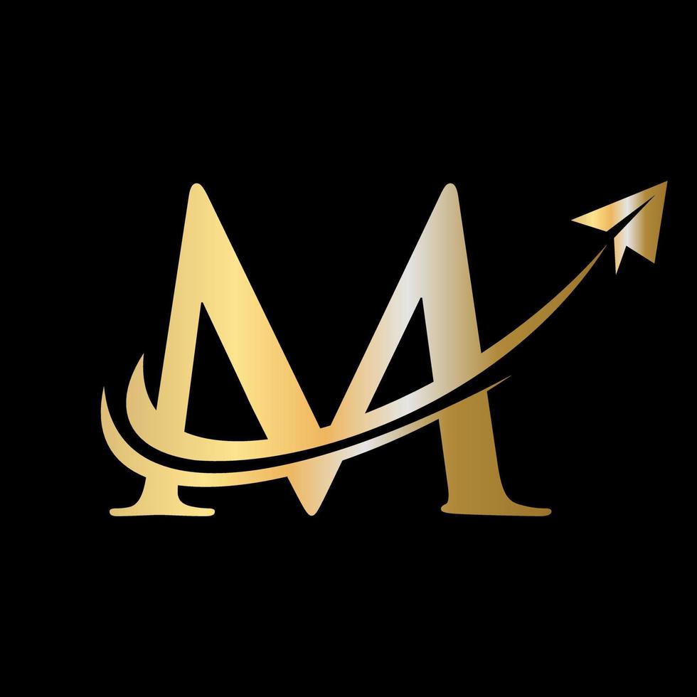 plantilla de vector de logotipo de viaje de letra m. logotipo de viaje inicial