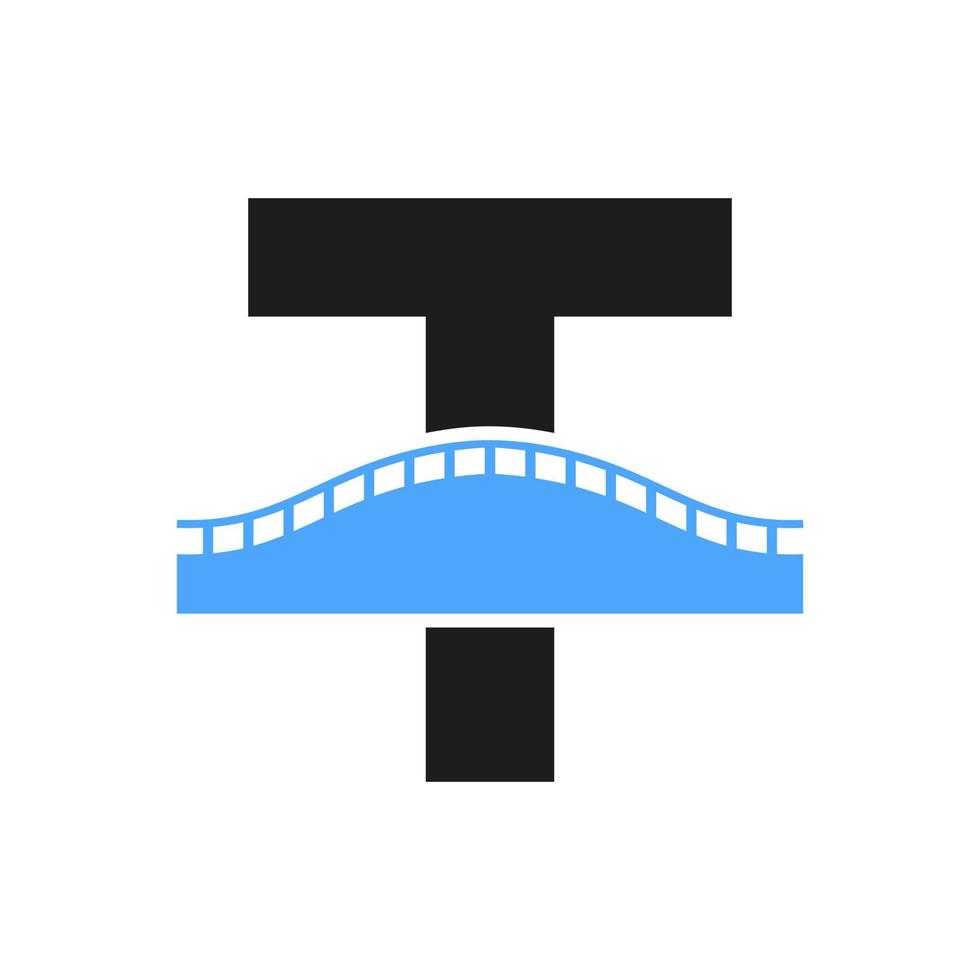 Letter T Bridge Logo for Transportation, Journey and Construction Business Vector Template
