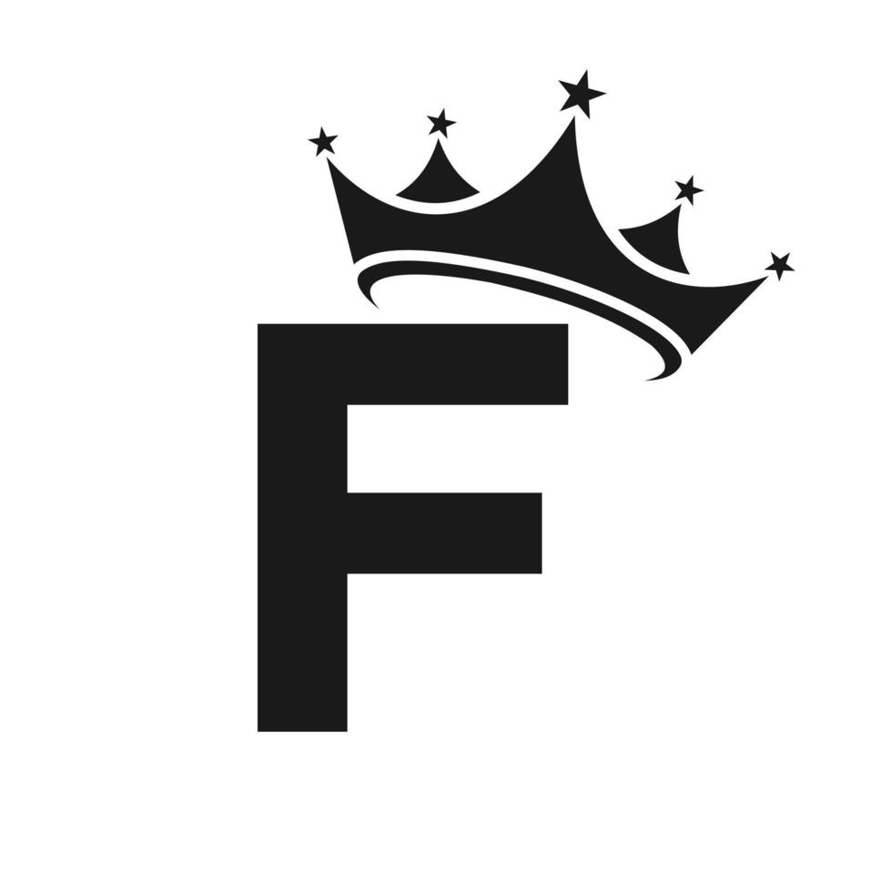 Letter F Crown Logo for Beauty, Fashion, Star, Elegant, Luxury Sign vector