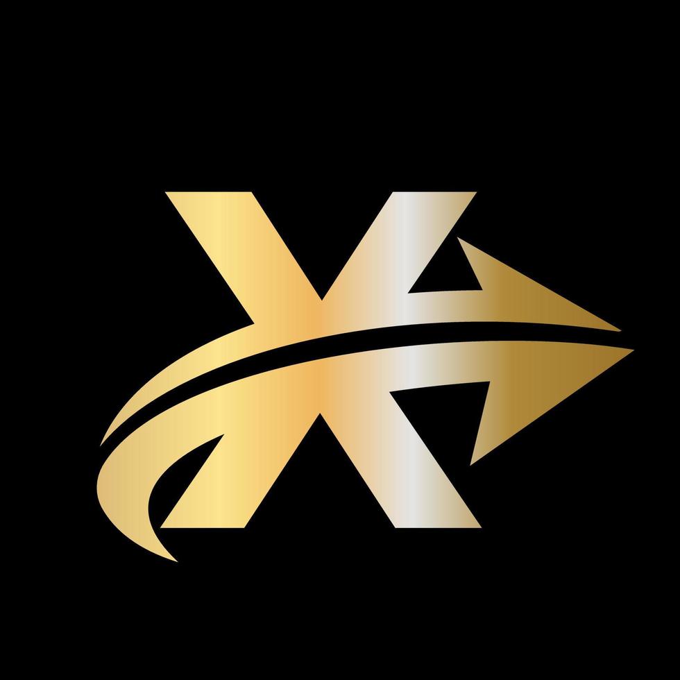 letra x plantilla de logotipo financiero con flecha de crecimiento de marketing vector