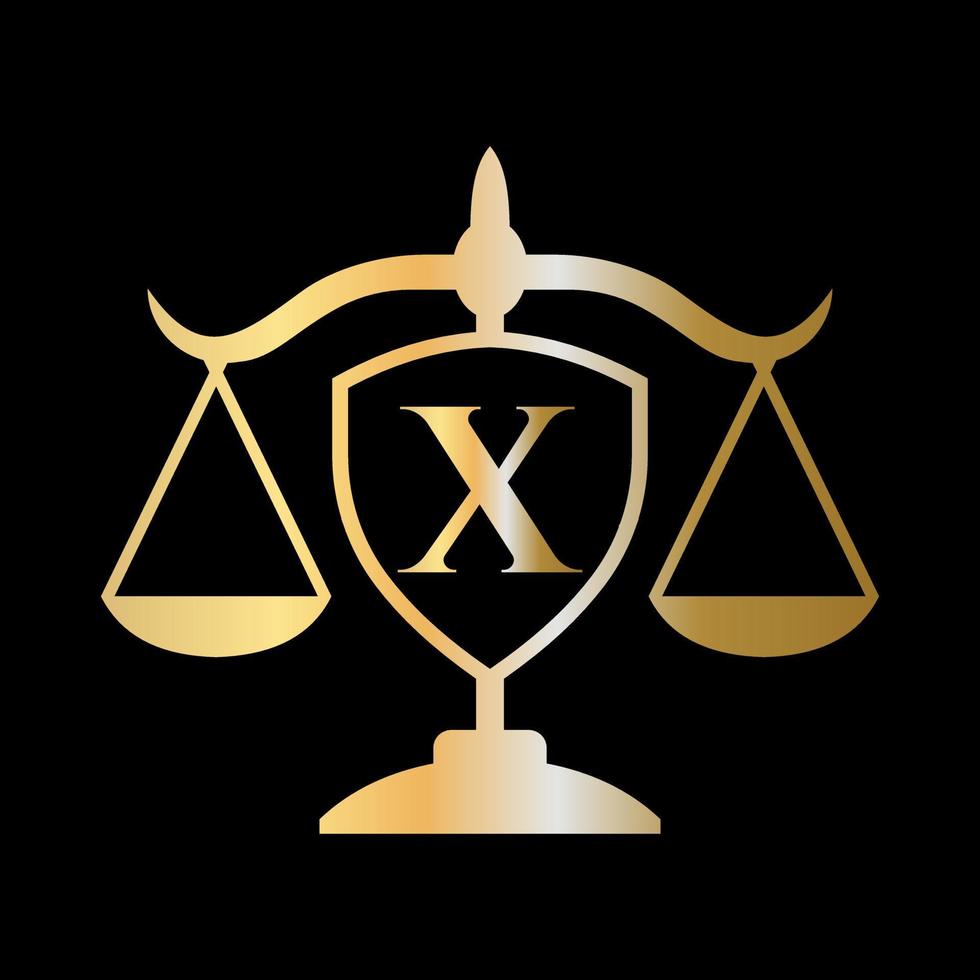 logotipo inicial de la letra x del bufete de abogados. logo legal y concepto de abogados vector