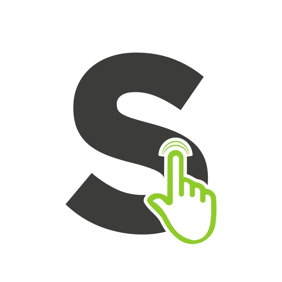 Letter S Finger Click Logo Vector Template Concept For Technology Symbol