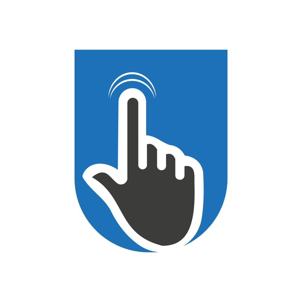 concepto de plantilla de vector de logotipo de clic de dedo de letra u para símbolo de tecnología