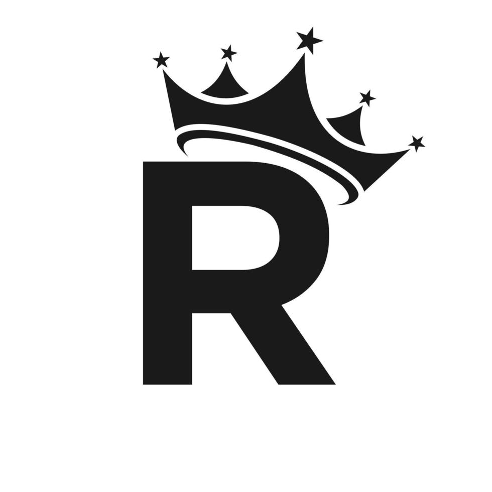 logo de la letra r crown para belleza, moda, estrella, elegante, signo de lujo vector