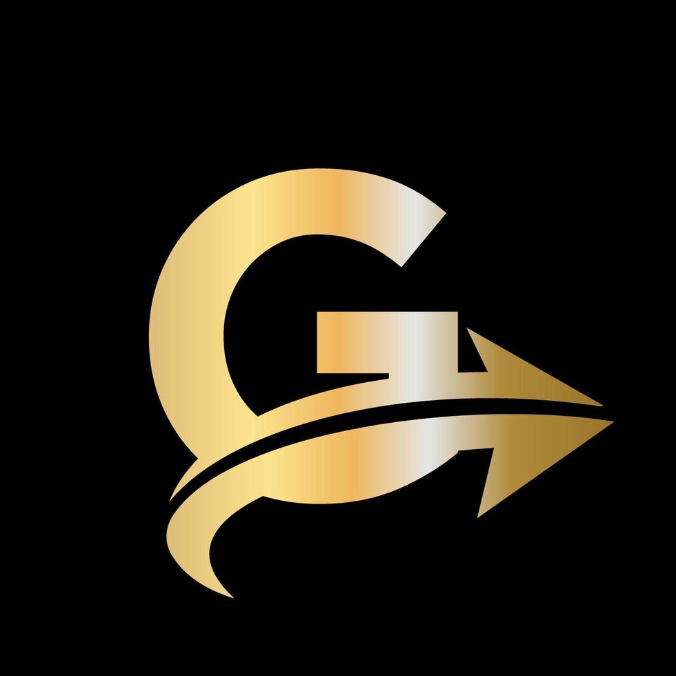Letter G Financial Logo Template with Marketing Growth Arrow vector